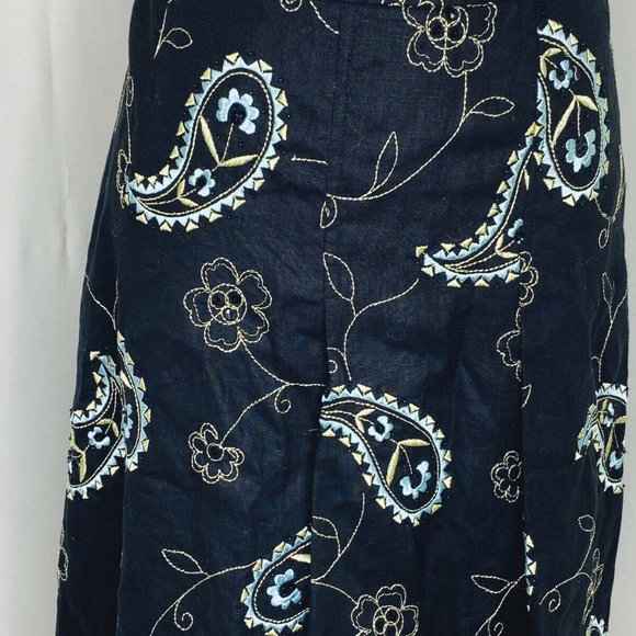 GRACE Elements Skirt Black Linen Paisley Embroider - Picture 5 of 8